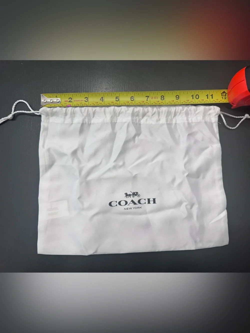 Coach White Drawstring Logo Pouch